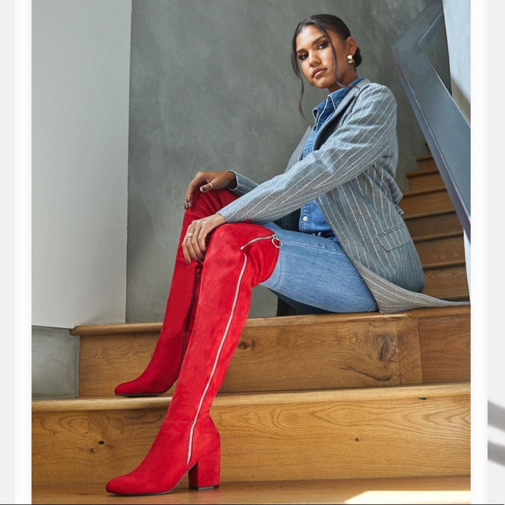 ShoeDazzle Nevaeh Zip Up Boot Red - NWT
